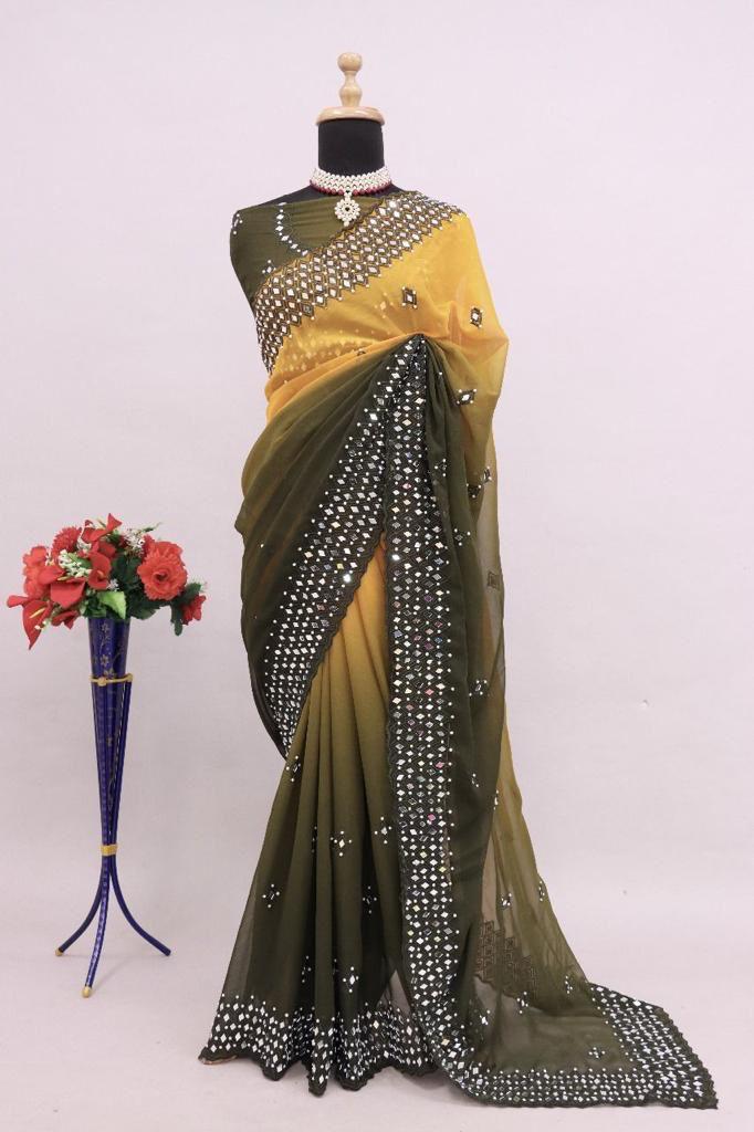 Heavy Soft Georgette Embroidery Work Saree