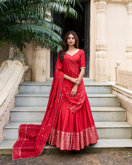 Grace & Beauty Pure Chanderi Plain Lehenga With Intricate Zari Work Border