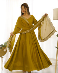 Sunshine Mustard Yellow Ready To Wear Anarkali Gown