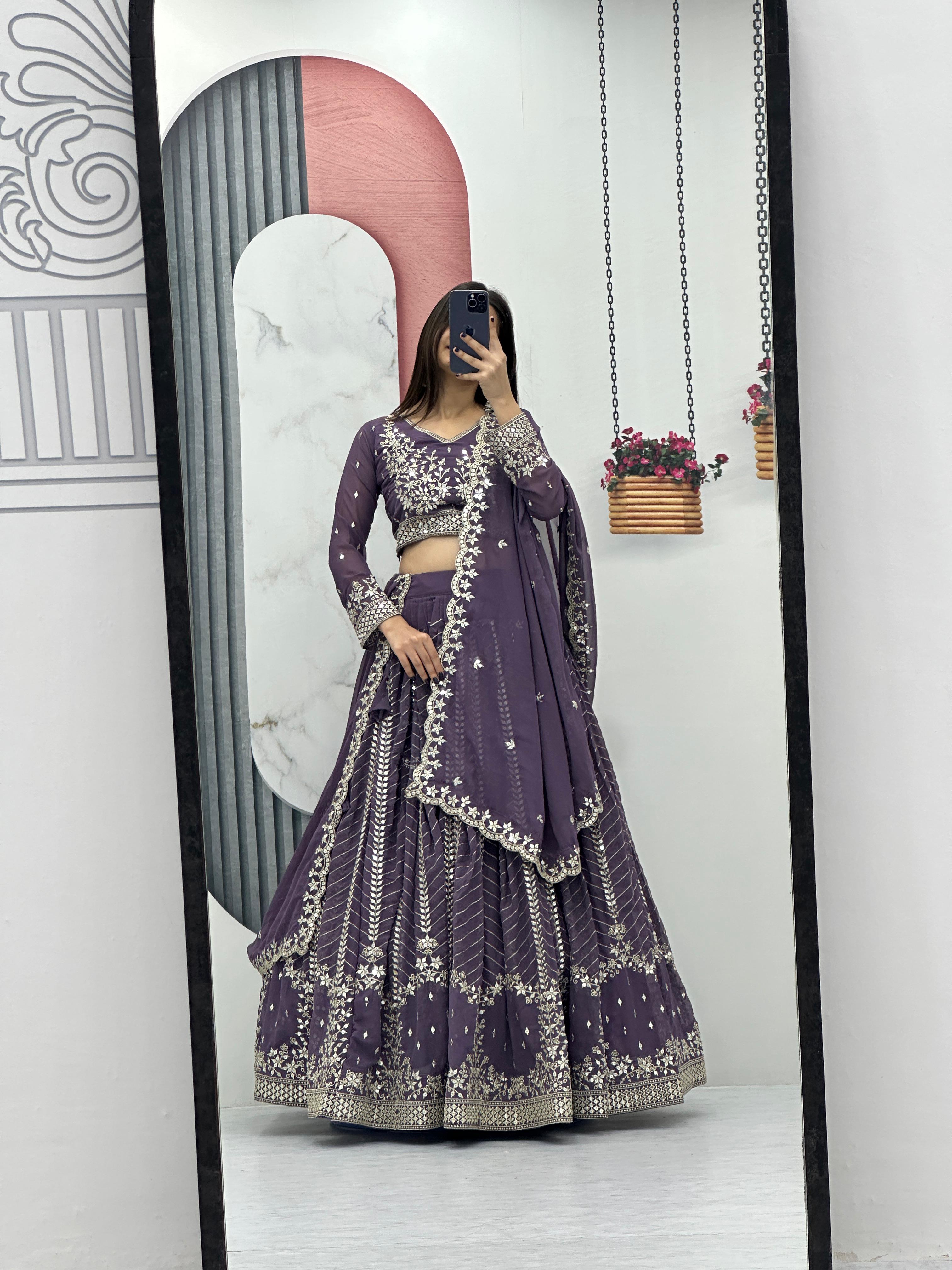 Party-wear Georgette Embroidery With Sequence Work Lehenga Choli