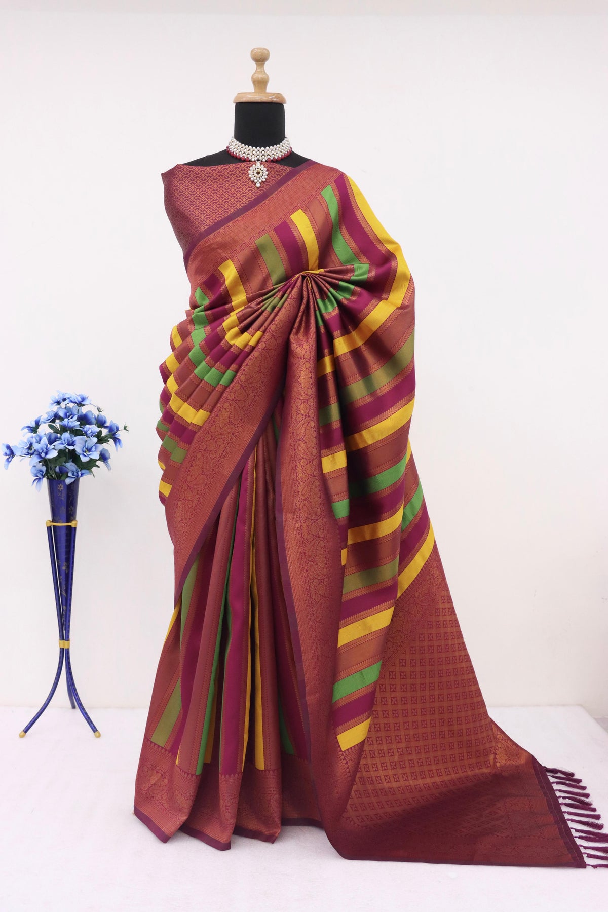 Pure Soft Premium Semi Kanjivaram Pattu Saree With Paithani Pallu