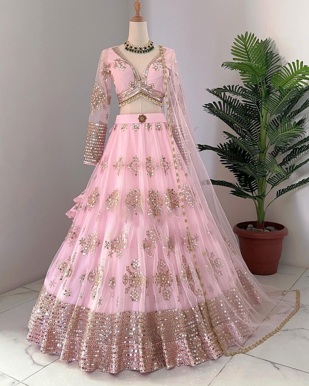 Unique Designer Butterfly Net Work Lehenga Choli