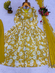 Beautiful Designer Yellow Muslin Cotton Dress