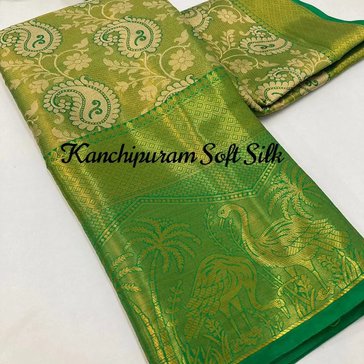 Kanjiviram Silk Zari Weaving With Peacock Designer Saree