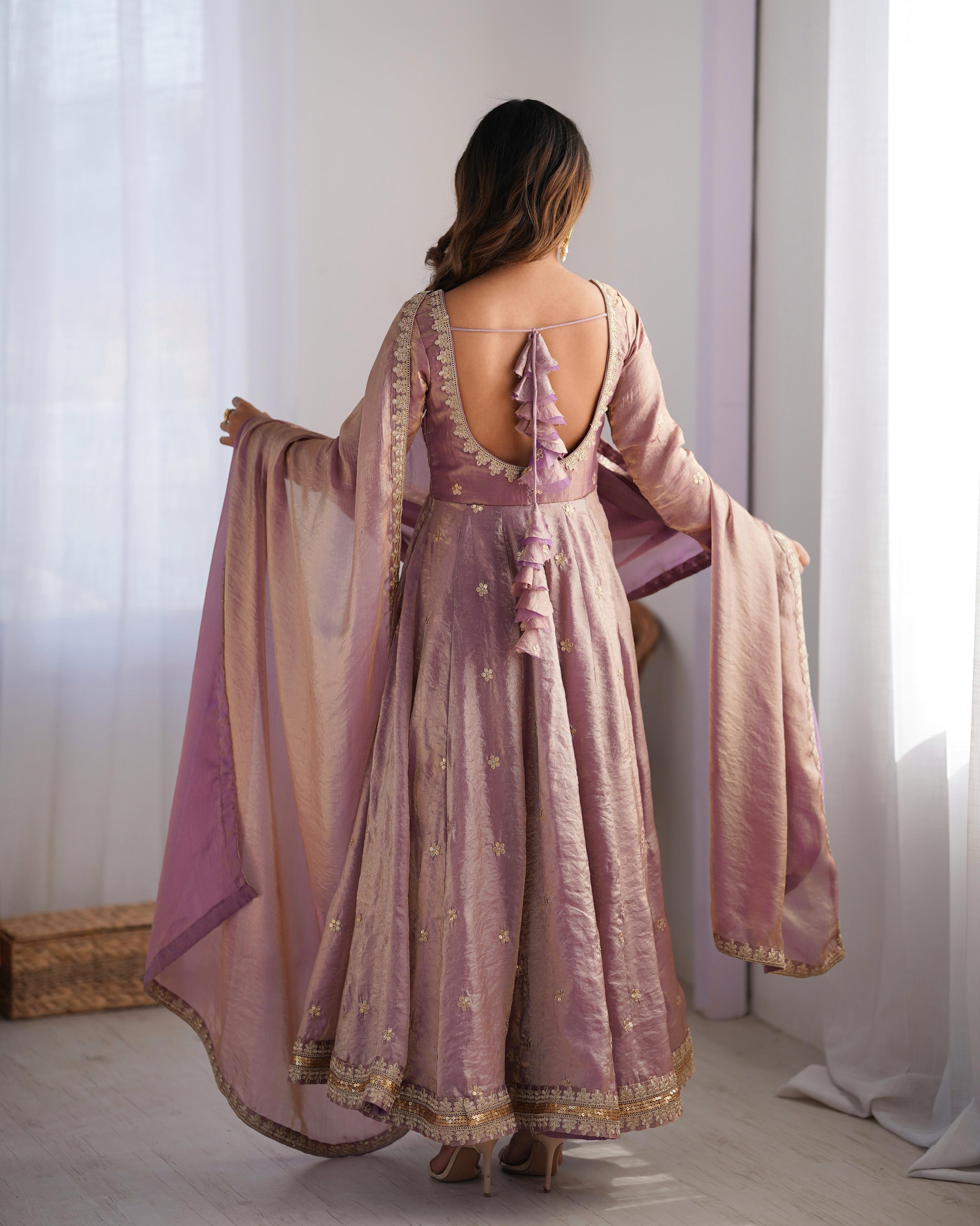 Beautiful Party-wear Fandy Silk Sequence Work Gown