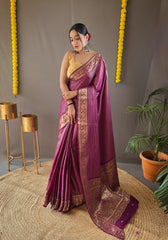 Soft Copper Weaving Work Saree