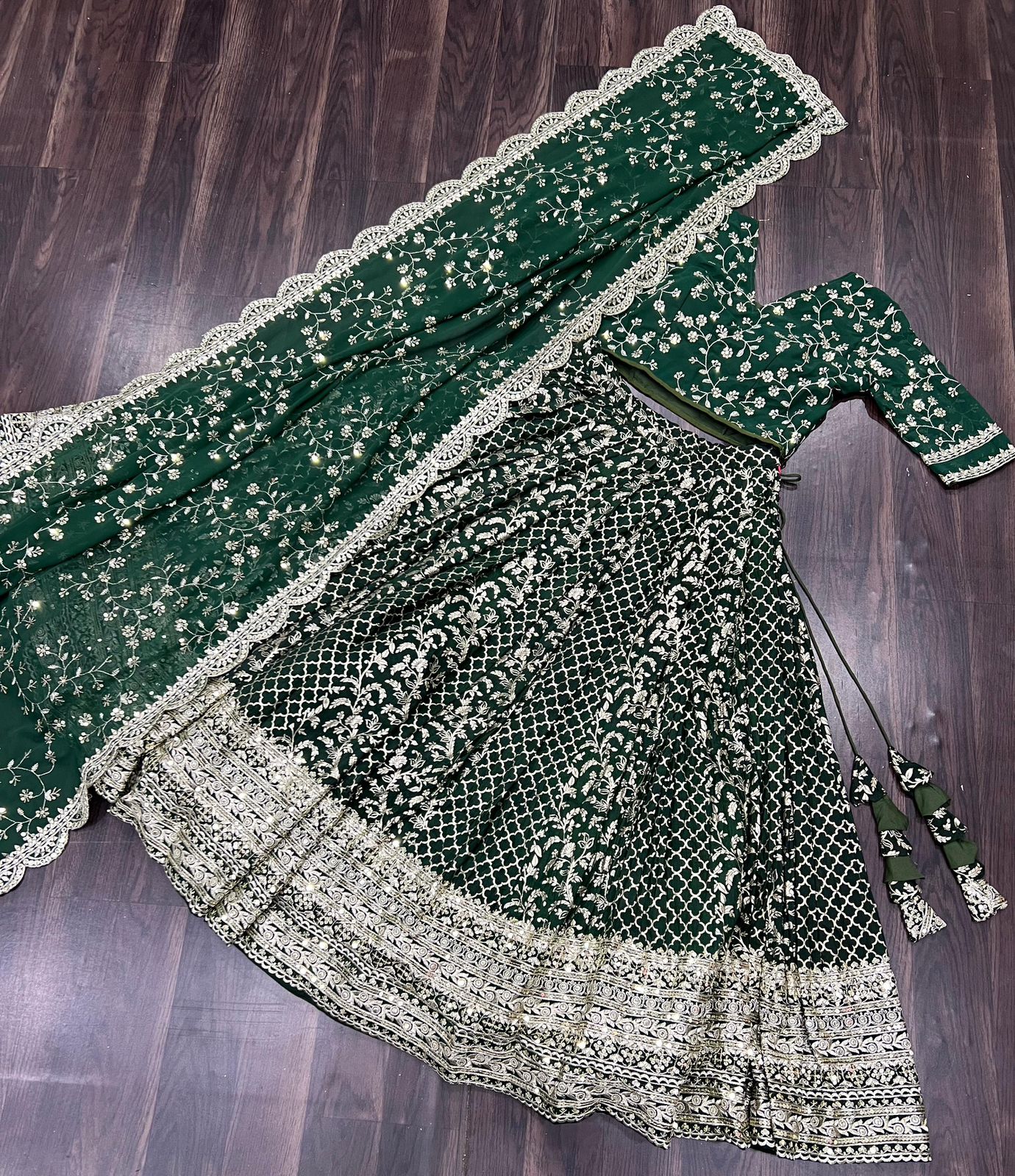 Designer Pure Viscose Jacquard Fabric With Embroidered Sequence Work Lehenga Choli