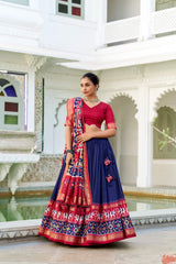 Festive Special Perfectly Blended Tussar Silk Patola Printed Lehenga Choli