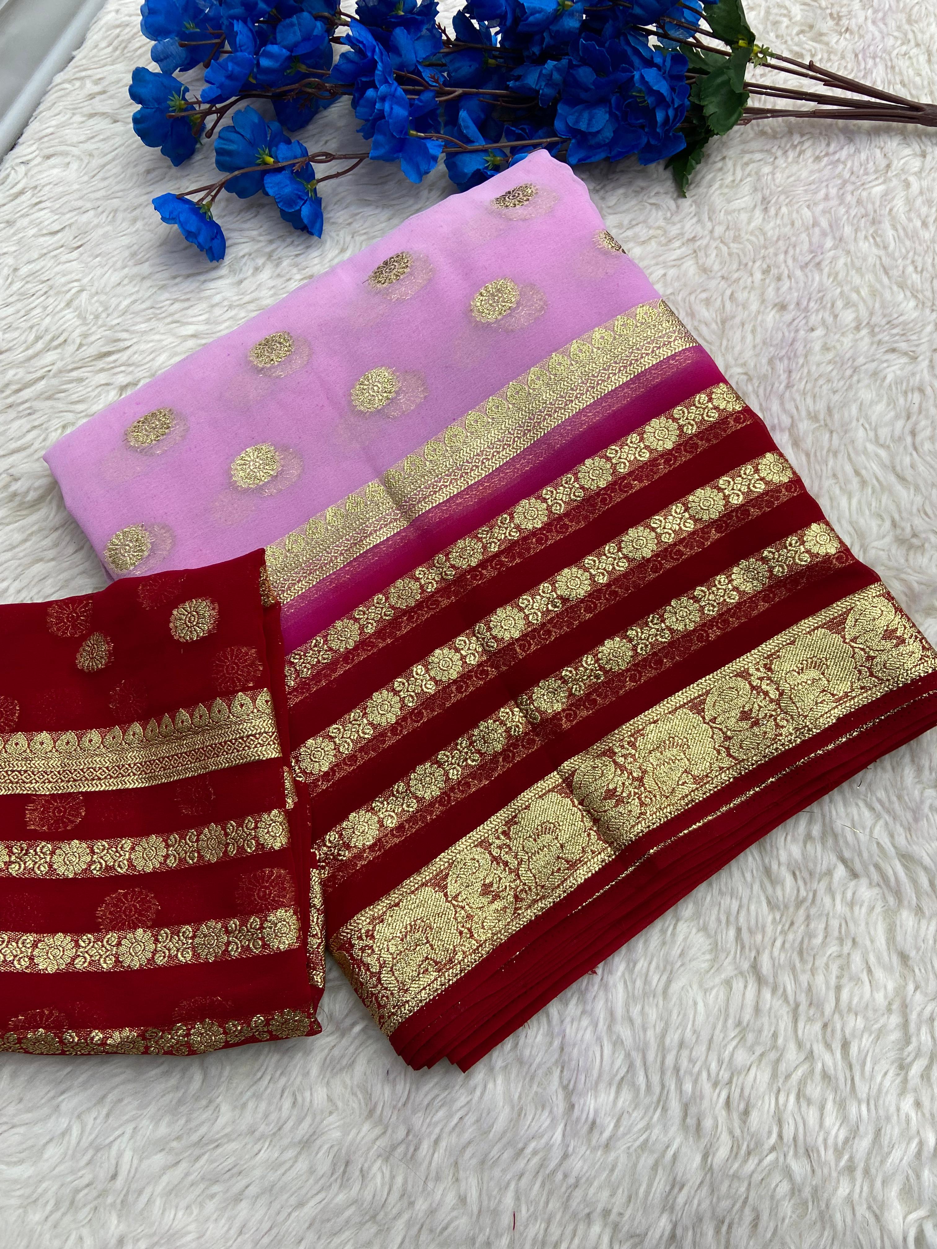 Beautiful Soft Viscose Georgette Jacquard Weaving Saree