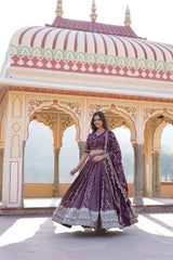 Designer Pure Viscose Jacquard Fabric With Embroidered Sequence Work Lehenga Choli