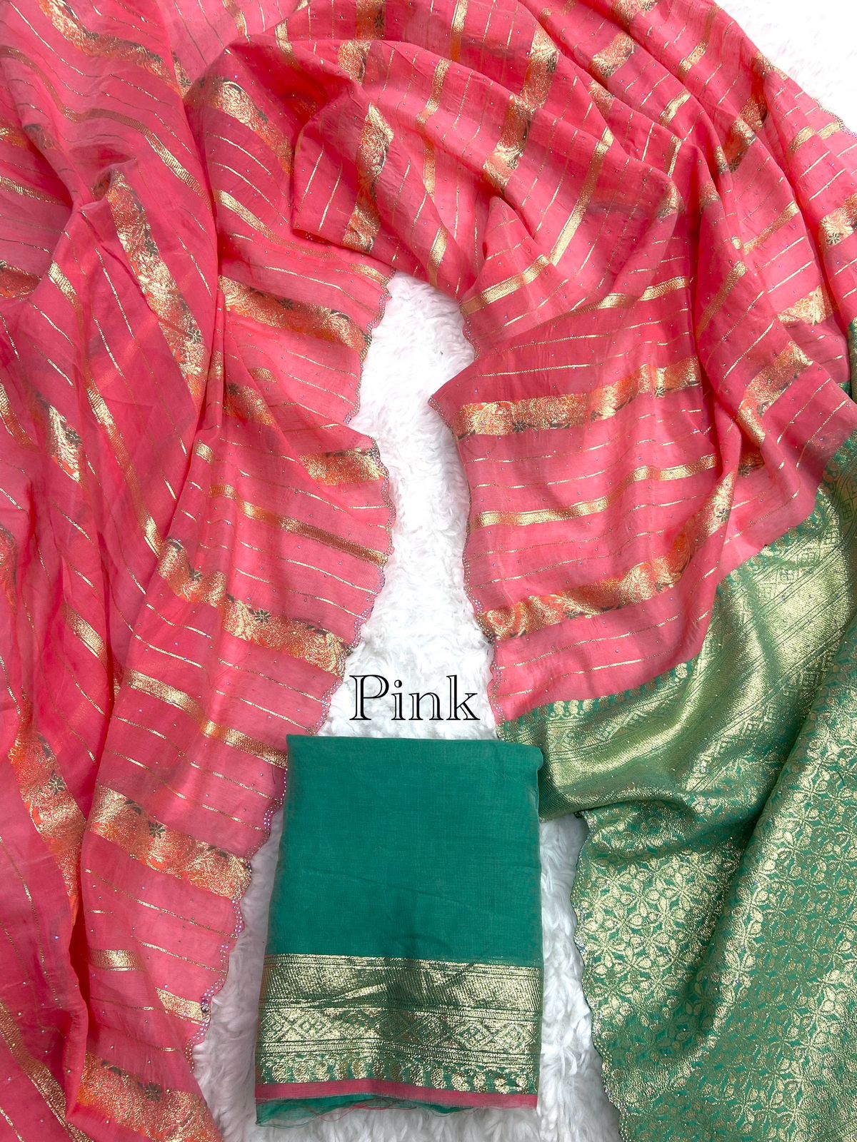 Heavy Cotton Siroski Pallu Work Saree