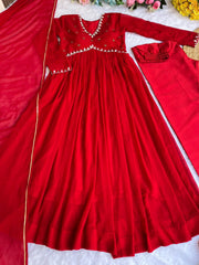 Ravishing Beautiful Red Georgette Partywear Gown