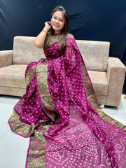 Beautiful Bandhani  Work  Saree