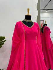 Pink Elegant Beautiful Designer Georgette Gown