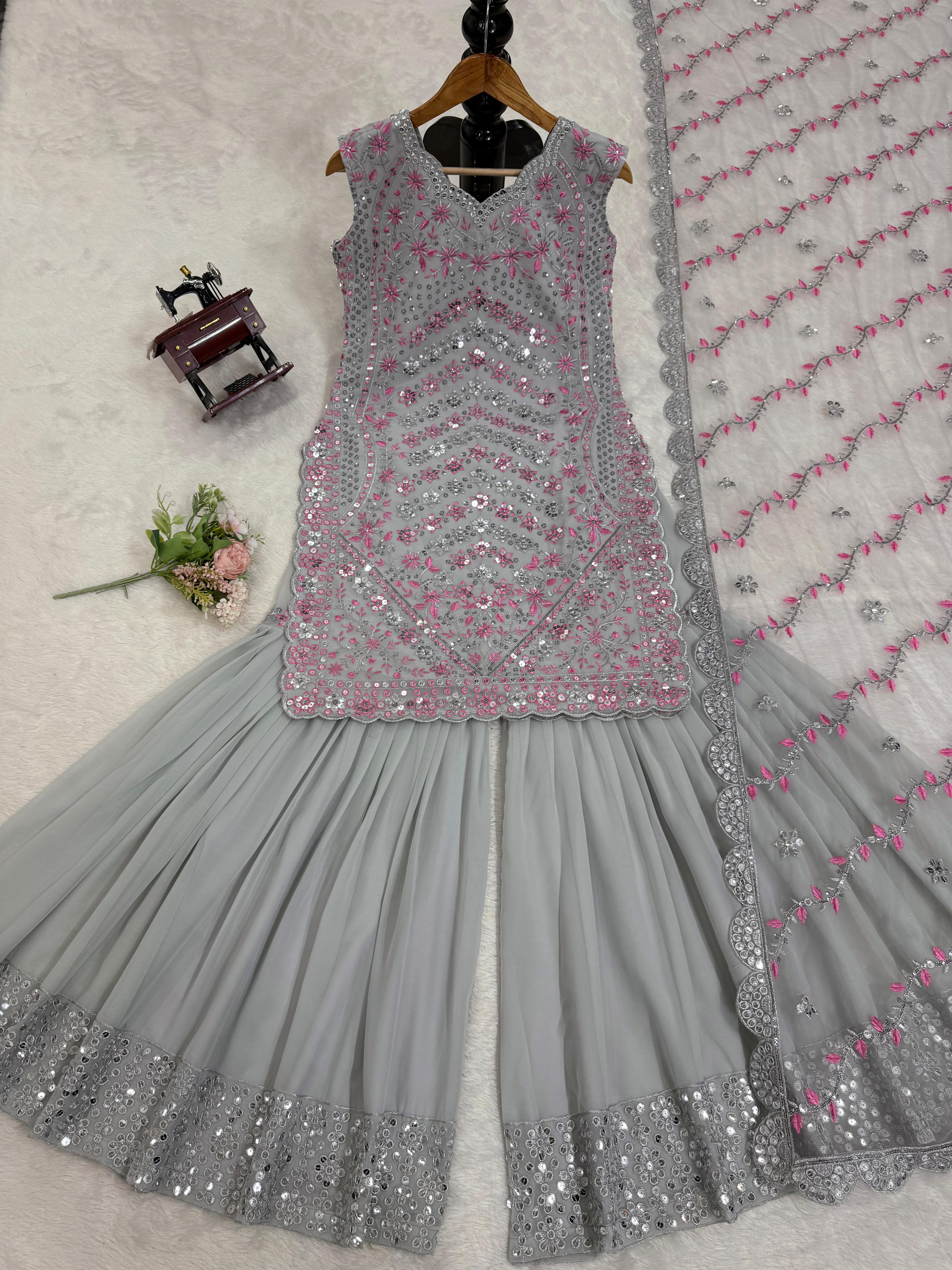 Party-wear Designer Georgette Thread & Sequence Work Dress