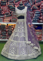 Bridal Reception Special Heavy Net Designer Embroidery Thread  Work Lehenga Choli