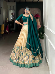 Beautiful Perfection Green silk Printed Lehenga Choli