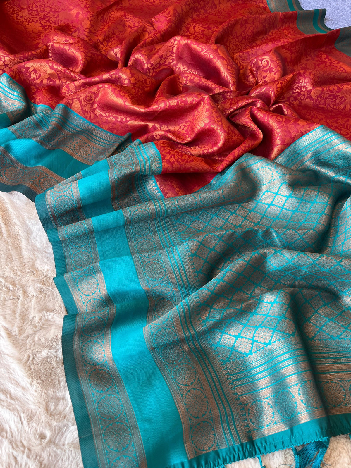 Beautiful Banarsi Silk With Heavy Satin Feel Saree