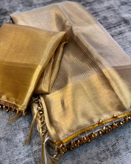 South Indian Special beautiful Banarsi Handloom Golden Tissue Silk Saree