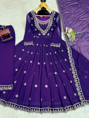 Partywear Stylish Purple Designer Gown