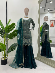 Beautiful Designer Green Thread & Sequence Work Suit