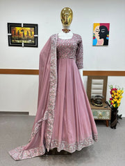 Party-wear Georgette Embroidery & Sequence Work Gown