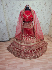 Beautiful Designer Diamond Cut Work Velvet Lehenga Choli