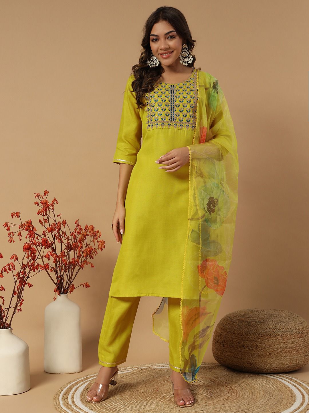 Beautiful Girlish Designer Kurti Pent Dupatta Set