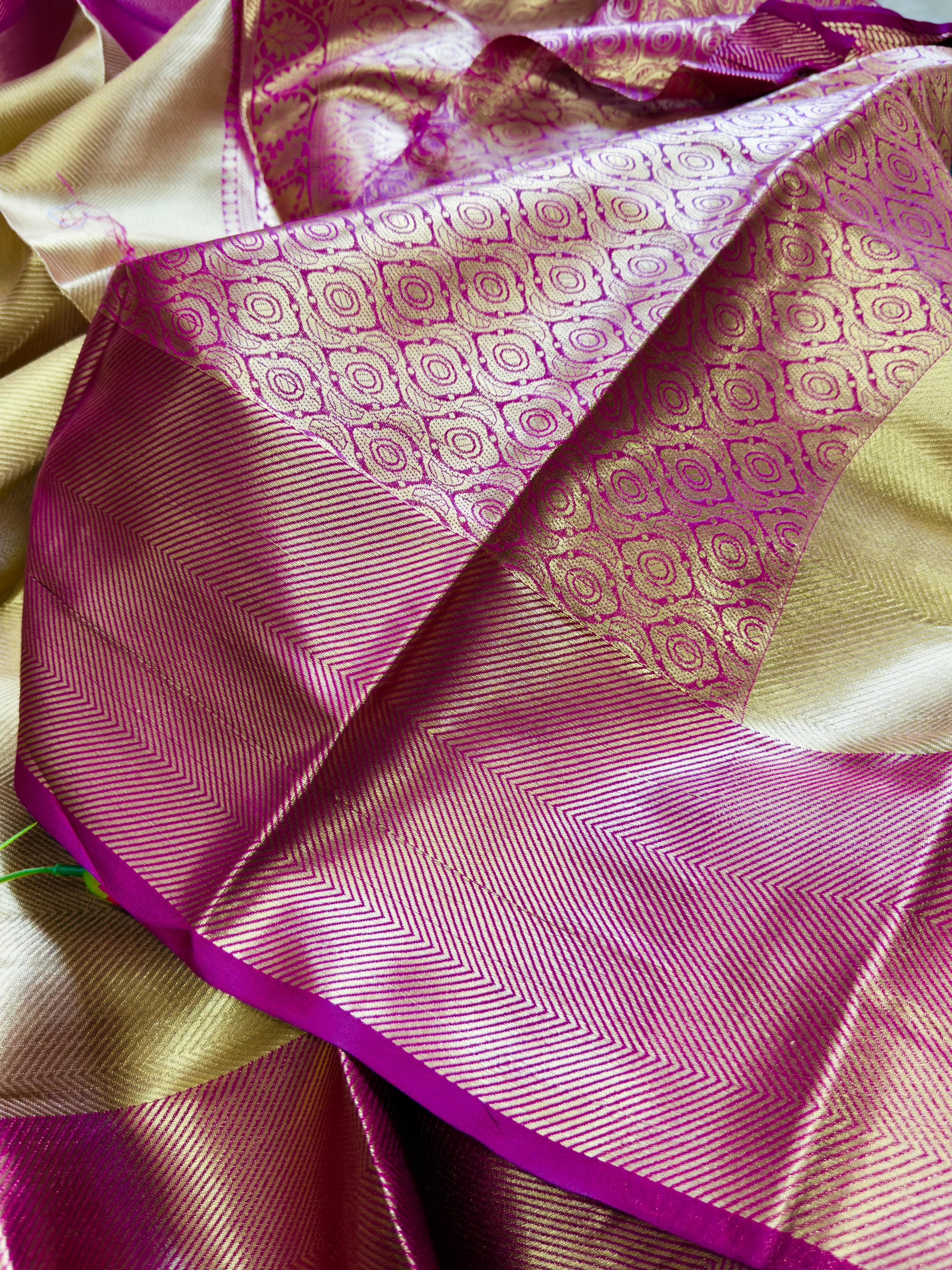 Beautiful Banarasi Hand-loom Golden Tissue Zari Silk Saree