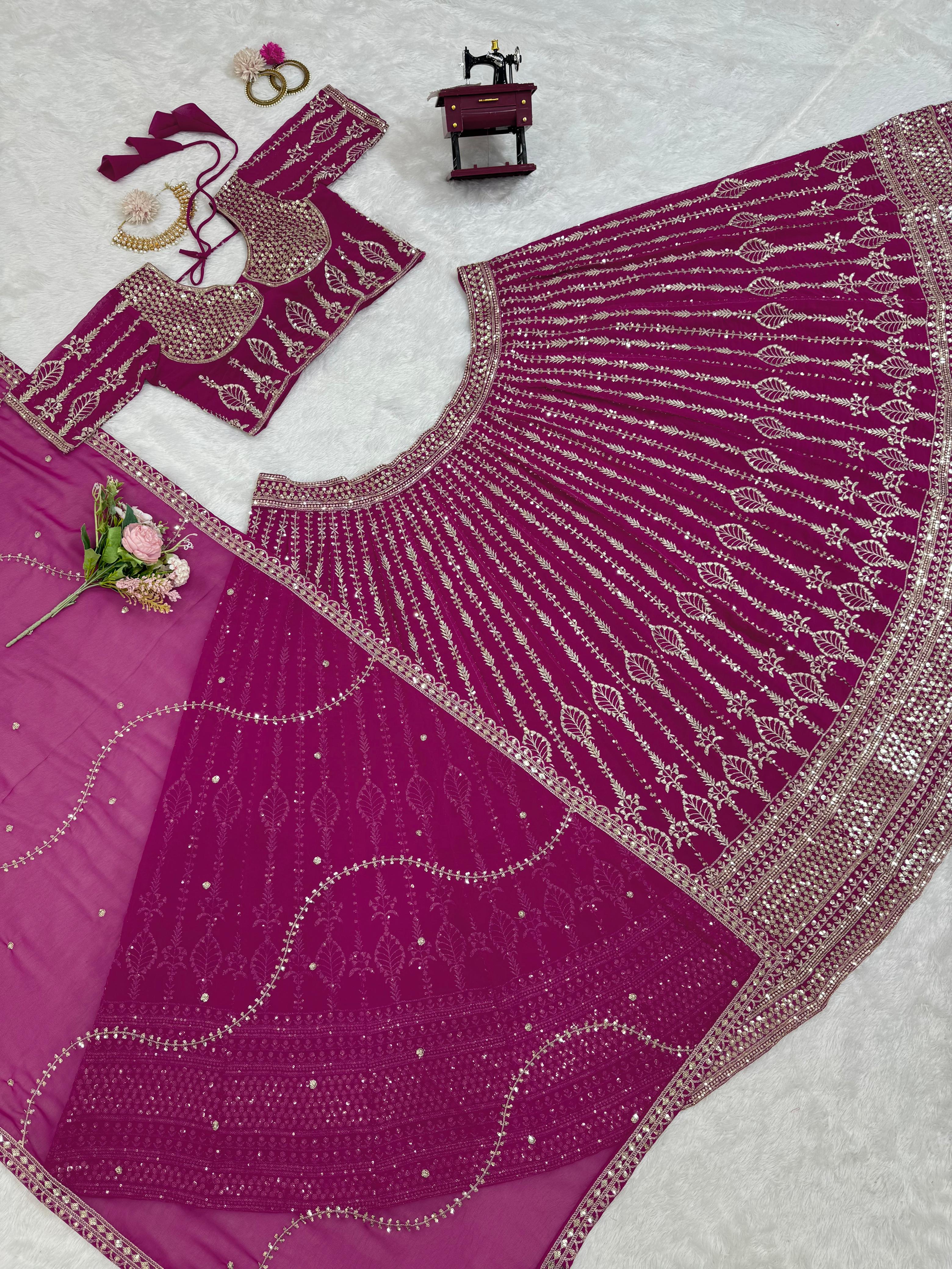 Party wear Georgette Thread & Sequence Work Lehenga Choli