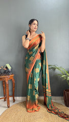 Turkey Crape Silk With Beautiful Designer Printed Ready To Wear 1 Min Saree