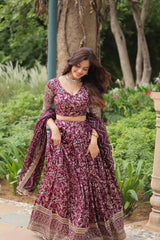 Party-wear Pure Dy-able Viscose Jacquard With Golden Embroidered Sequence Work Lehenga Choli