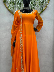 Beautiful Designer Georgette With Thread Work Gown