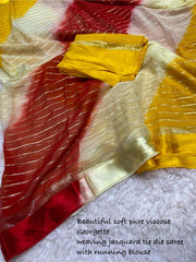 Beautiful Multi Colour Georgette Work Saree