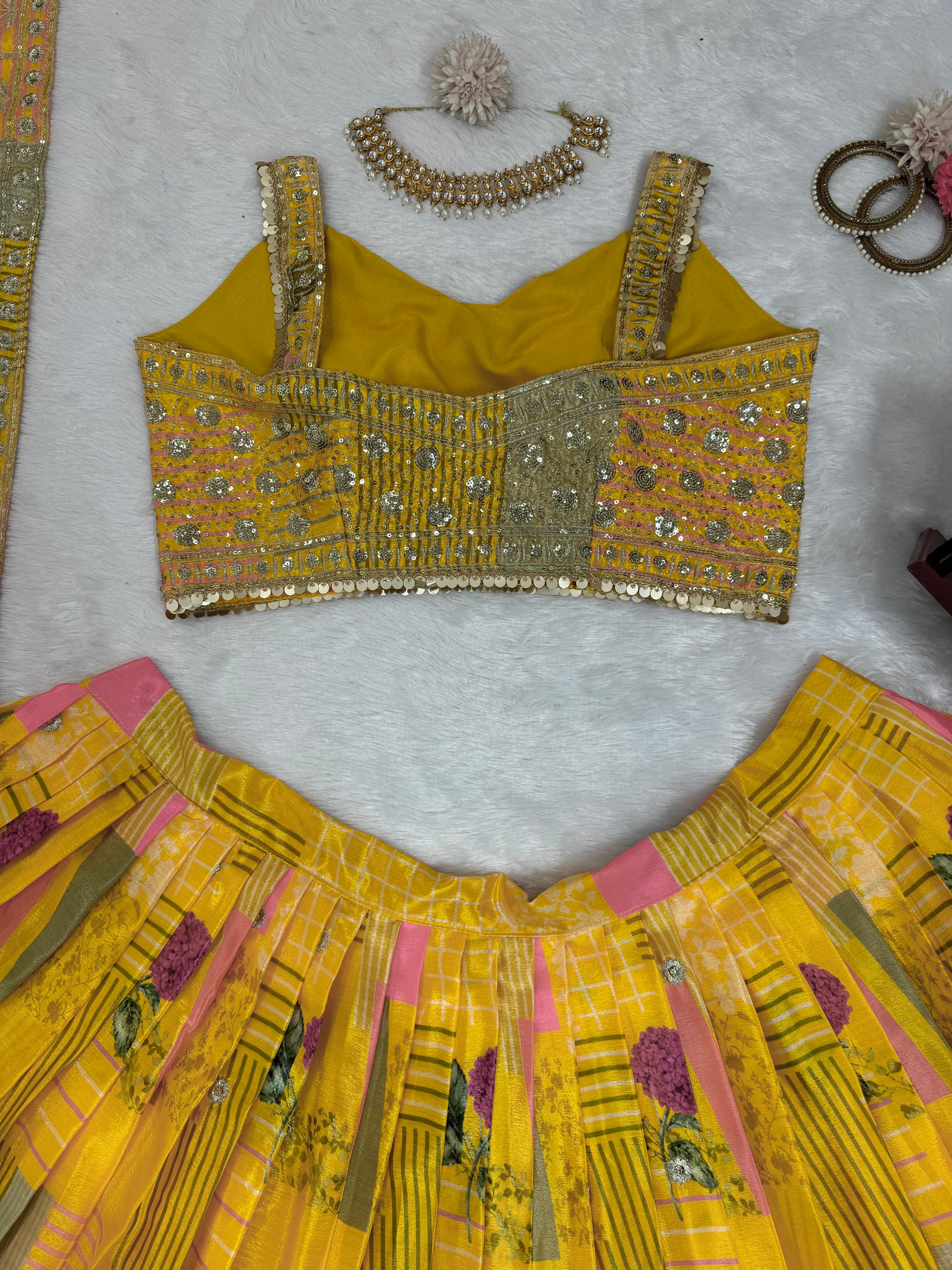 Beautiful Haldi Special Yellow Thread & Sequence Work Lehenga Choli