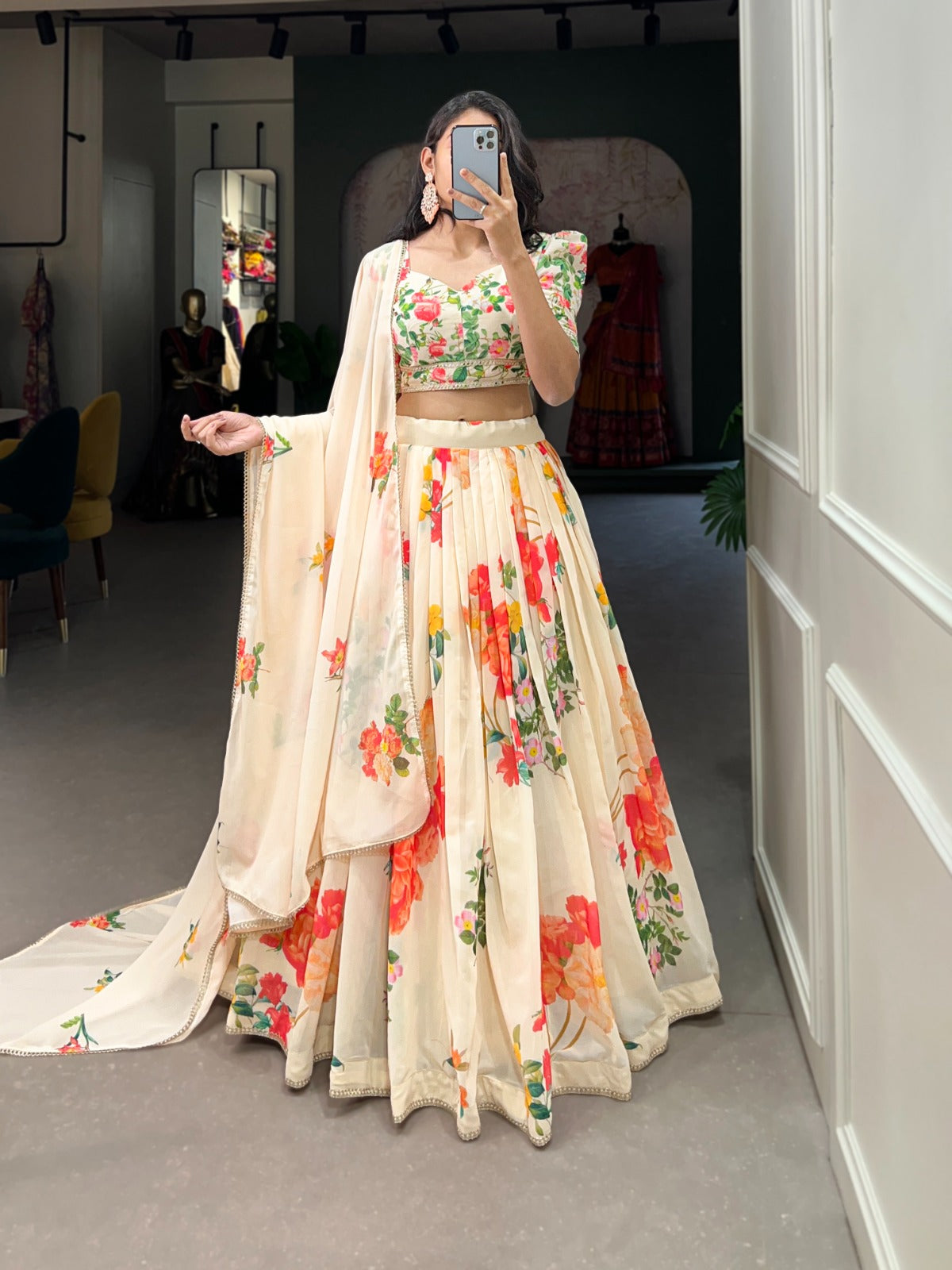 Beautiful Floral Printed Georgette Lehenga Choli