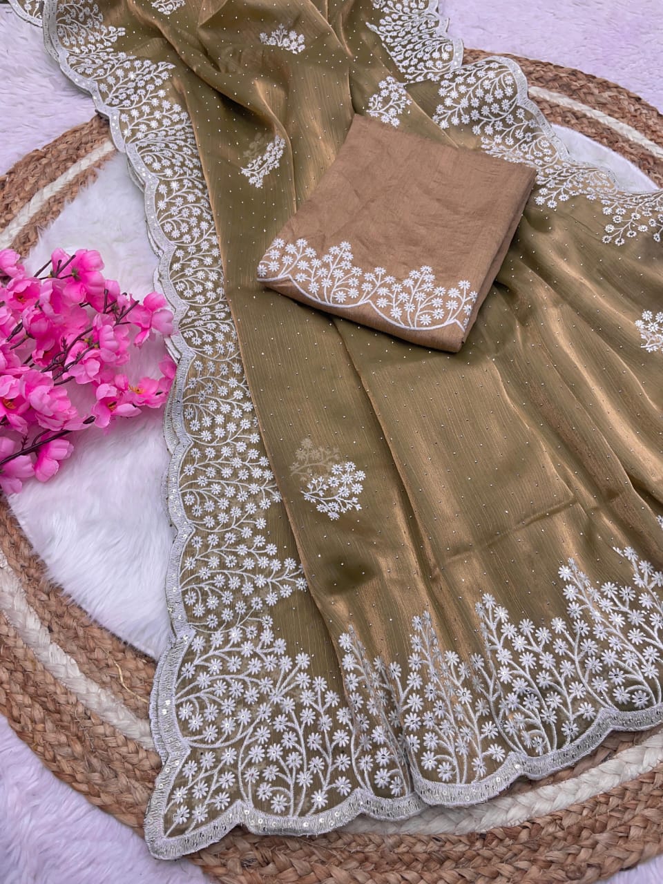 Jimmy Choo Beautiful Sequence Embroidery Work Saree