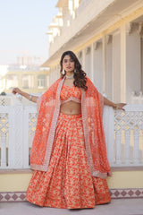 Party-wear Designer Dye-able Pure Viscose Jacquard Fabric Lehenga Choli