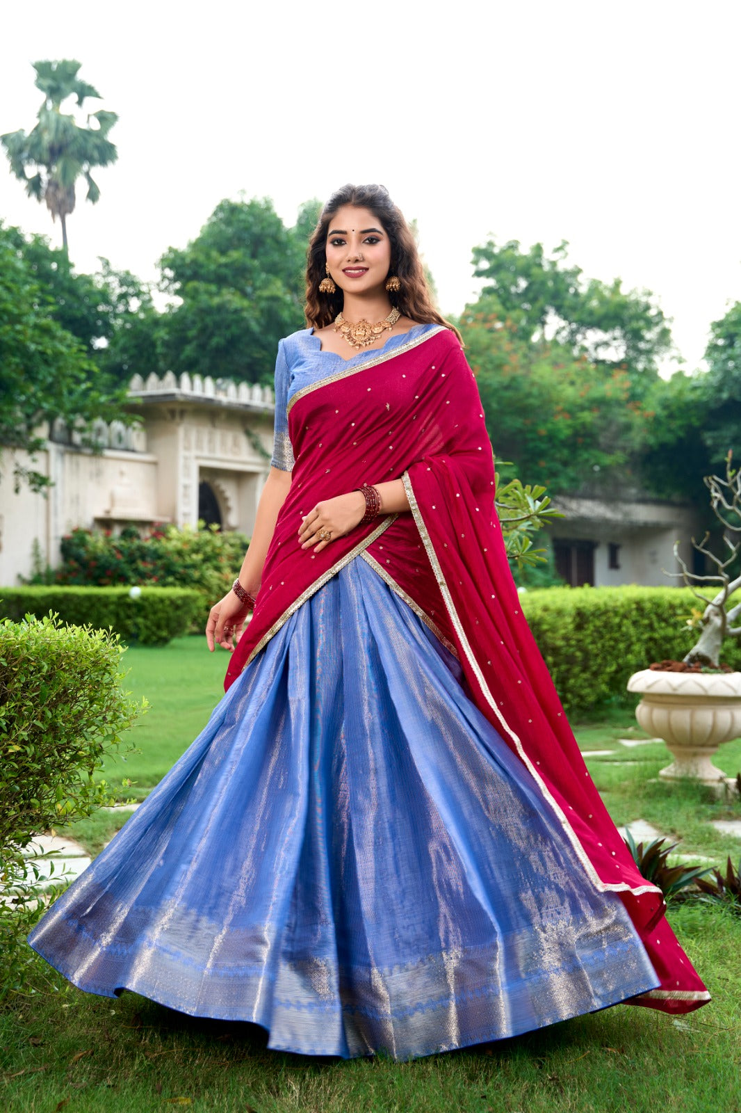 South-Indian Special Kanchipuram Zari Weaving Work Lehenga Choli