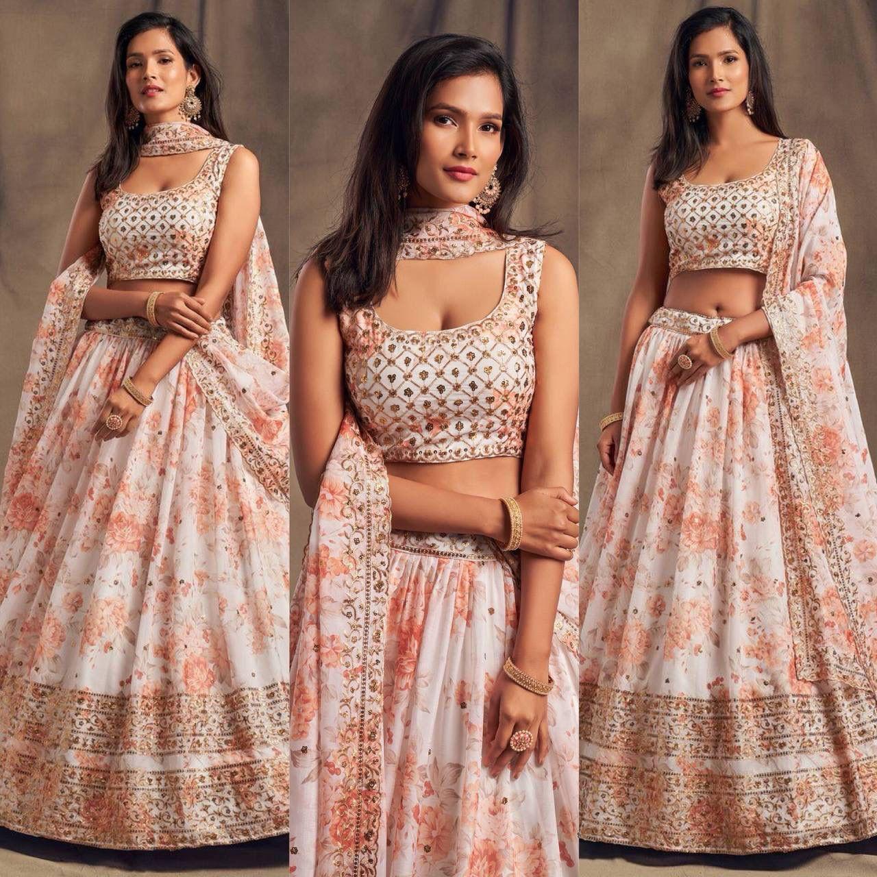 Party-wear Soft Organza With Digital Printed Lehenga Choli