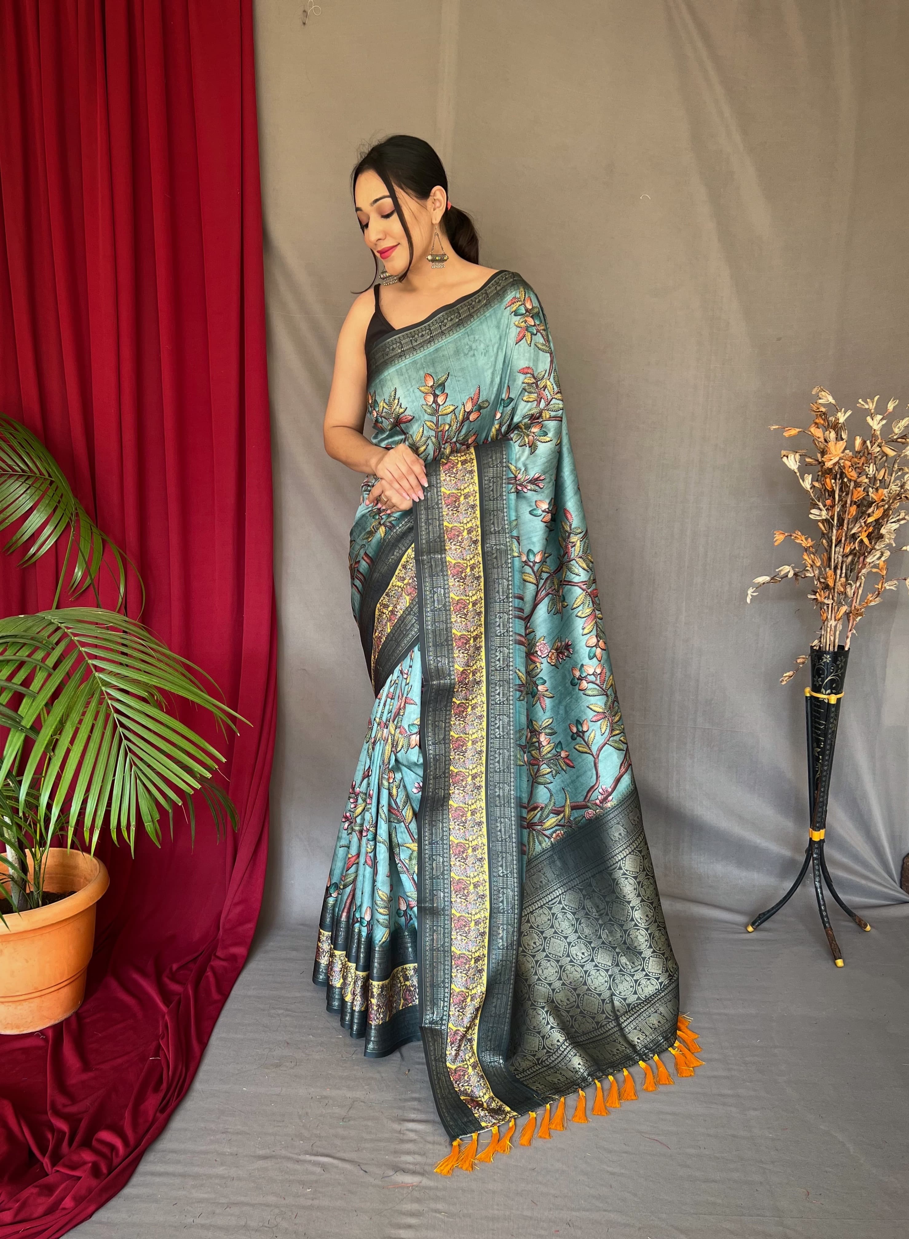 Pure Kanchipuram printed Work saree