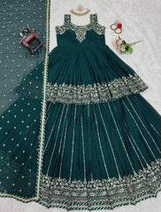 Wedding Special Green Georgette Thread With Sequence Work Lehenga Choli