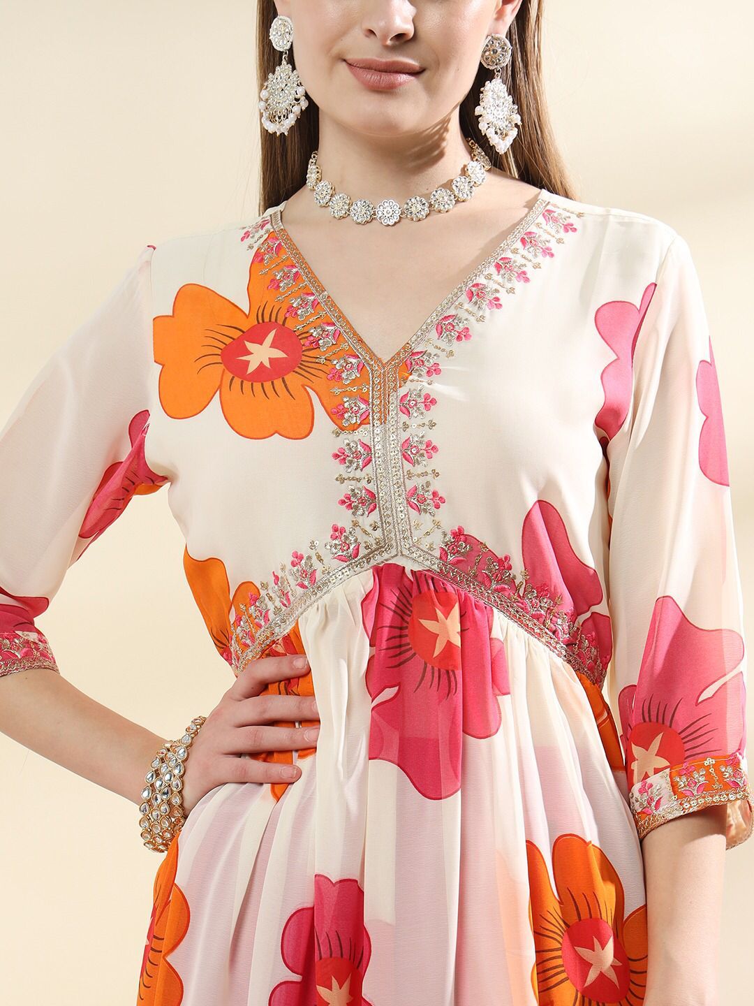 Beautiful Nyra Cut Georgette With Embroidery Work Gown