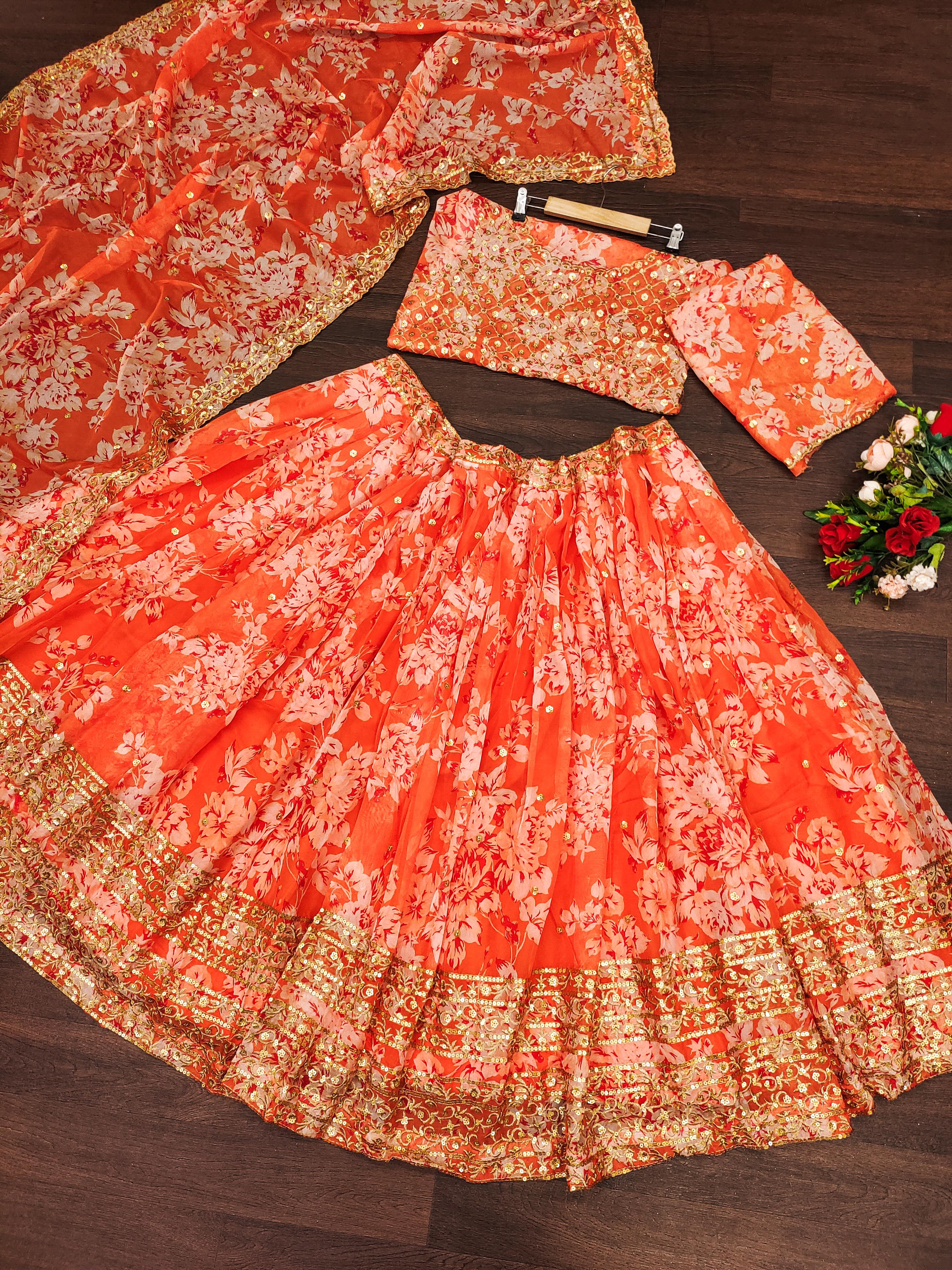 Party-wear Soft Organza With Digital Printed Lehenga Choli