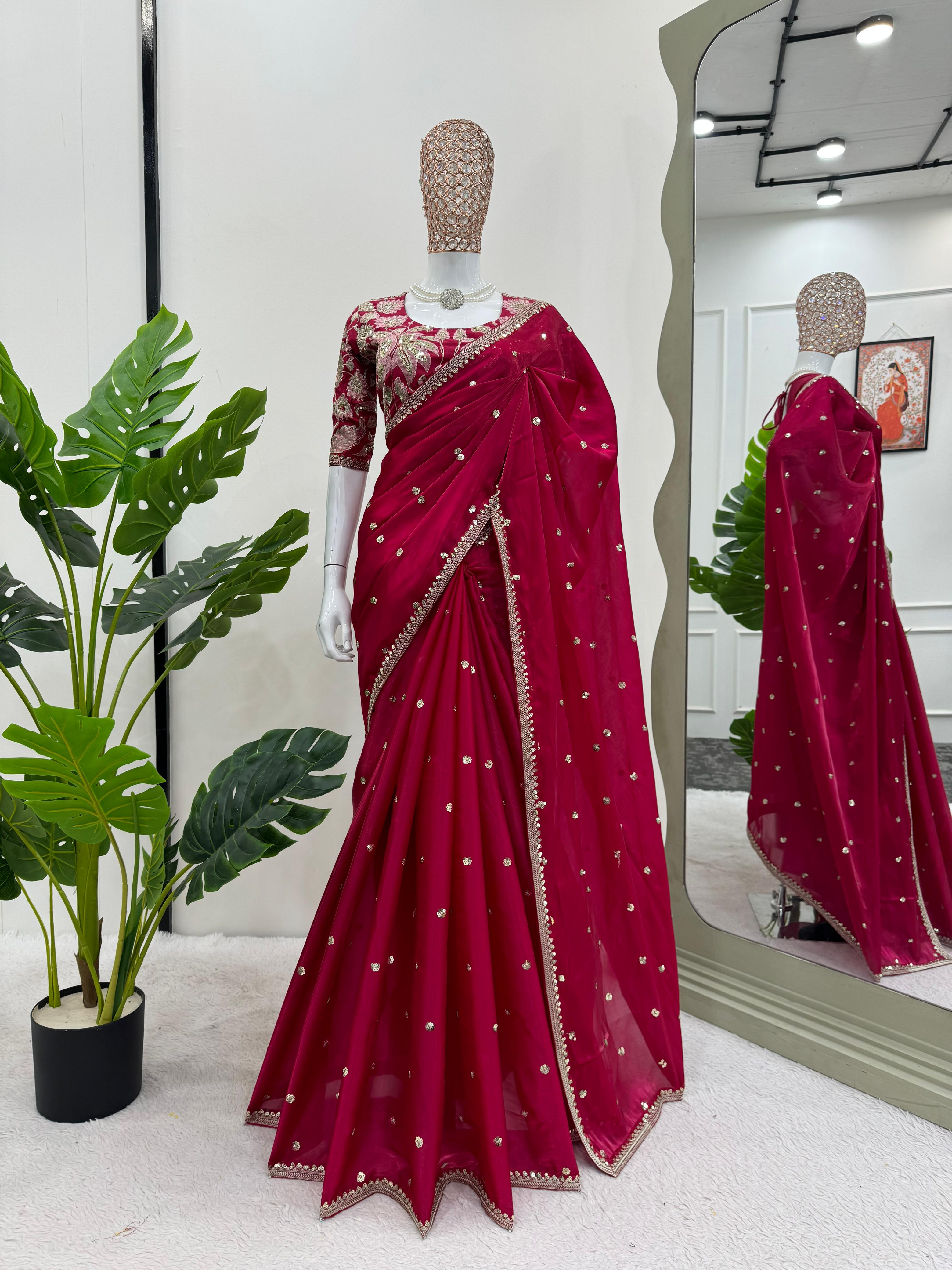 Jimmy Choo Beautiful Designer Thread & Sequence Work Saree