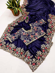 Attractive Rangoli Silk Embroidery Work Saree