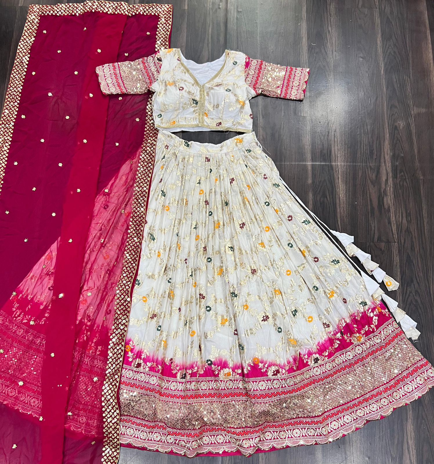 Beautiful Designer Dye-able Pure Viscose Jacquard Fabric Lehenga Choli