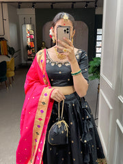 Elegance Georgette Black Lehenga Choli