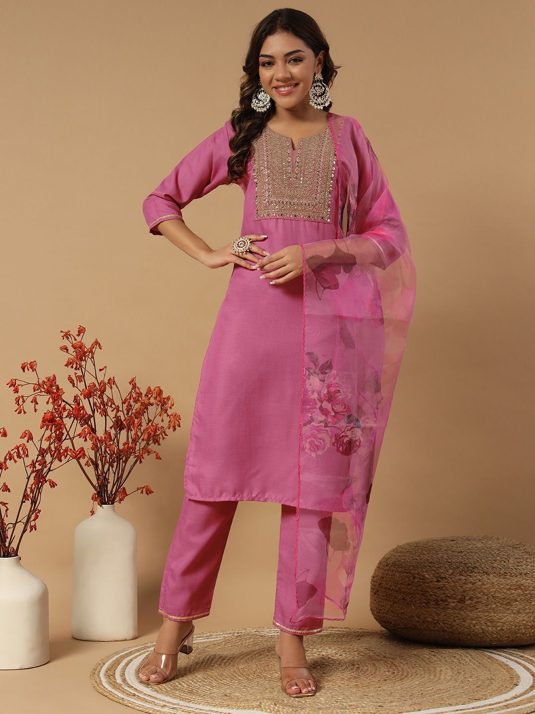 Beautiful Girlish Designer Kurti Pent Dupatta Set