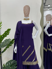 Festival Special Purple Georgette Thread & Sequence Work Sharara